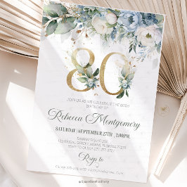 80th birthday Elegant Milestone invitation 出欠カード