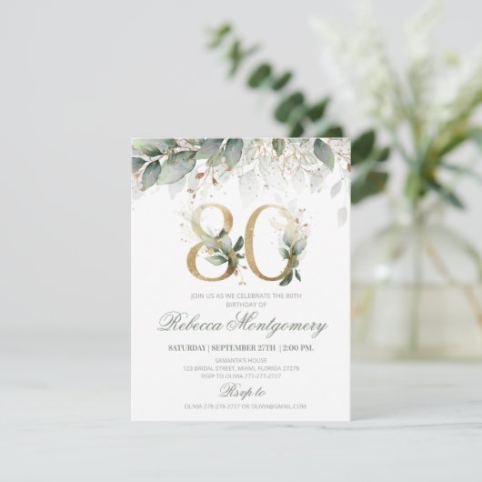 80th birthday Elegant Milestone invitation 出欠カード (スタンド正面)