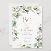 80th Birthday Eucalyptus Card Request 招待状 (正面)