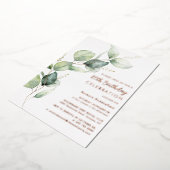 80th Birthday Eucalyptus Script Party 箔招待状 (回転した状態)