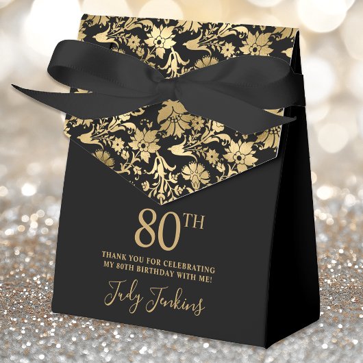 80th Birthday Gold Floral Thank You  フェイバーボックス