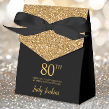 80th Birthday Gold Glitter Thank You