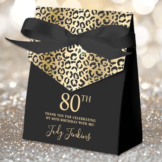 80th Birthday Gold Leopard Print Thank You  フェイバーボックス