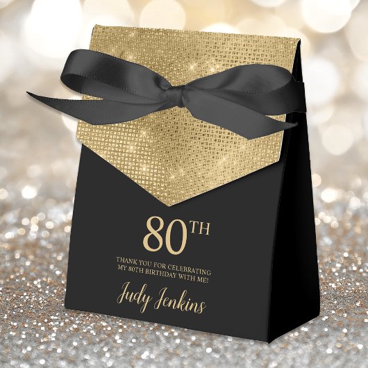 80th Birthday Gold Thank You Favor Box フェイバーボックス