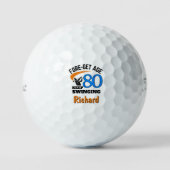 80th Birthday Golf Balls 80 Years Funny Gift Blue ゴルフボール (正面)