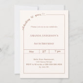 80th birthday ivory simple modern 招待状 (正面)