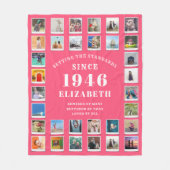 80th Birthday Mother Family Photo collage Pink フリースブランケット (正面)