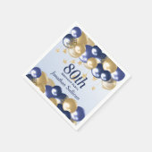 80th Birthday Navy Gold Balloons Party スタンダードカクテルナプキン (角)