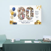 80th Birthday Number 80 Photo Collage White Gold 横断幕 (トレードショー)