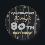 80th Birthday Partyお名前の追加 ペーパープレート<br><div class="desc">祝は、カスタマイズ可能な誕生日パーティーの提供でマイルストーンの誕生日！</div>