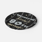 80th Birthday Partyお名前の追加 ペーパープレート (アングル)