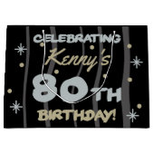 80th Birthday Partyお名前の追加 ラージペーパーバッグ (正面)