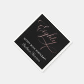 80th Birthday Partyバラ金ゴールドスクリプトパーソナライズされた スタンダードカクテルナプキン (角)