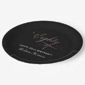 80th Birthday Partyバラ金ゴールドスクリプトパーソナライズされた ペーパープレート (アングル)