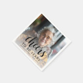 80th Birthday Partyフォトブラックスクリプト応援 スタンダードカクテルナプキン (角)