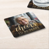 80th Birthday Partyフォト応援 スクエアペーパーコースター (アングル)