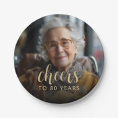 80th Birthday Partyフォト応援 ペーパープレート (正面)