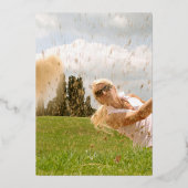 80th Birthday partyブラックとバラ金ゴールドフォイル写真 箔招待状 (裏面)