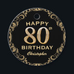 80th Birthday Partyブラック&金ゴールドグリッター枠 フェイバータグ<br><div class="desc">80th Birthday Partyブラックと金ゴールドグリッターフレームメッセージカード。さらにカスタマイクリックズを行う場合はカスタマイズ、「IT」ボタンをクリックし、このテンプレートを変更するためにデザインツールを使用する。</div>