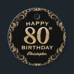 80th Birthday Partyブラック&金ゴールドグリッター枠 フェイバータグ<br><div class="desc">80th Birthday Partyブラックと金ゴールドグリッターフレームメッセージカード。さらにカスタマイクリックズを行う場合はカスタマイズ、「IT」ボタンをクリックし、このテンプレートを変更するためにデザインツールを使用する。</div>