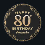 80th Birthday Partyブラック&金ゴールドグリッター枠 マグネット<br><div class="desc">80thバースデーパーティーブラックと金ゴールドグリッターフレームマグネット。さらにカスタマイクリックズを行う場合はカスタマイズ、「IT」ボタンをクリックし、このテンプレートを変更するためにデザインツールを使用する。</div>