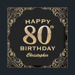 80th Birthday Partyブラック&金ゴールドグリッター枠 マグネット<br><div class="desc">80thバースデーパーティーブラックと金ゴールドグリッターフレームマグネット。さらにカスタマイクリックズを行う場合はカスタマイズ、「IT」ボタンをクリックし、このテンプレートを変更するためにデザインツールを使用する。</div>