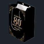 80th Birthday Partyブラック&金ゴールドグリッター枠 ミディアムペーパーバッグ<br><div class="desc">80th Birthday Partyブラックと金ゴールドグリッターフレーム抱き枕。さらにカスタマイクリックズを行う場合はカスタマイズ、「IT」ボタンをクリックし、このテンプレートを変更するためにデザインツールを使用する。</div>