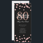 80th Birthday Partyプログラムバラ金ゴールドグリッター 招待状<br><div class="desc">「バースディエレガントアプログラム」デザインとグリッター紙吹雪のバラ金ゴールドと黒と文字付きカスタム。</div>