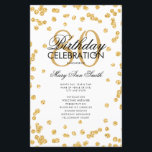 80th Birthday Partyプログラム金ゴールドグリッター（メニュー付き）<br><div class="desc">「誕生日エレガントパーティプログラム」金ゴールドのグリッター紙吹雪と文字のカスタムデザイン。</div>