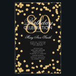 80th Birthday Partyプログラム金ゴールドグリッター（メニュー付き）<br><div class="desc">"バースデーパエレガントーティプログラム"金ゴールドとブラックのグリッター紙吹雪とデザイン文字付きカスタム。</div>