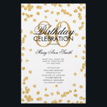 80th Birthday Partyプログラム金ゴールドグリッター（メニュー付き） チラシ<br><div class="desc">「誕生日エレガントパーティプログラム」金ゴールドのグリッター紙吹雪と文字のカスタムデザイン。</div>