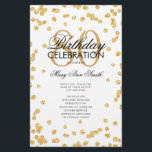 80th Birthday Partyプログラム金ゴールドグリッター（メニュー付き） チラシ<br><div class="desc">「誕生日エレガントパーティプログラム」金ゴールドのグリッター紙吹雪と文字のカスタムデザイン。</div>
