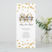 80th Birthday Partyプログラム金ゴールドグリッター（メニュー付き） 招待状 (スタンド正面)