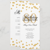 80th Birthday Partyプログラム金ゴールドグリッター（メニュー付き） 招待状 (正面/裏面)