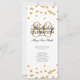 80th Birthday Partyプログラム金ゴールドグリッター（メニュー付き） 招待状