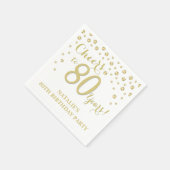 80th Birthday Partyホワイトと金ゴールドダイヤモンドナプキン スタンダードカクテルナプキン (角)