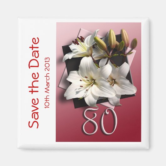 80th birthday party日付マグネットを保存 マグネット (正面)