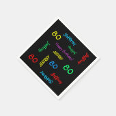 80th Birthday Party繰り返し名前，ブラック紙 スタンダードカクテルナプキン (角)