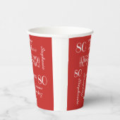 80th Birthday Party繰り返し名前（赤白） 紙コップ (右)