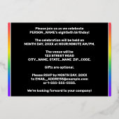 80th Birthday Party —おもしろい、スターカラフルズ・パターン 箔招待状 (裏面)