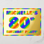 80th Birthday Party —おもしろい、レインボースペクトル「80」 箔招待状<br><div class="desc">このエキサイティングで目を引く80番目の誕生祝いフォイルカードの前面にはパーソナライズされた、名前、多数の"80th"、メッセージ"BIRTHDAY PARTY!"と縁ど、すべて上向きの色の虹のスペクトルの招待パターンを特徴とす数々のるインスパイア。バックにはパーソナライズされた、日付、時刻、会場、その他の重要な情報など、イベントに関する詳細が含まれている。おもしろい鮮やかやカスタマイズ、このような招待状は、誰かの80歳の誕生日のお祝いで開催される誕生日の集まり/パーティーにゲストを招待状するために使用されるかもしれない。[～Z0000593]</div>