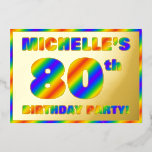 80th Birthday Party —おもしろい、レインボースペクトル「80」 箔招待状<br><div class="desc">このエキサイティングで目を引く80番目の誕生祝いフォイルカードの前面にはパーソナライズされた、名前、多数の"80th"、メッセージ"BIRTHDAY PARTY!"と縁ど、すべて上向きの色の虹のスペクトルの招待パターンを特徴とす数々のるインスパイア。バックにはパーソナライズされた、日付、時刻、会場、その他の重要な情報など、イベントに関する詳細が含まれている。おもしろい鮮やかやカスタマイズ、このような招待状は、誰かの80歳の誕生日のお祝いで開催される誕生日の集まり/パーティーにゲストを招待状するために使用されるかもしれない。[～Z0000593]</div>