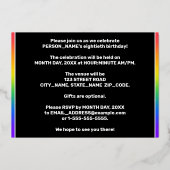 80th Birthday Party —おもしろい、音楽シカラフルンボル 箔招待状 (裏面)