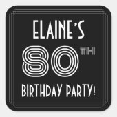 80th Birthday Party:アールデコスタイルと名前をカスタムする スクエアシール (正面)