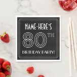 80th Birthday Party:アールデコスタイル 名前をカスタムする スタンダードランチョンナプキン<br><div class="desc">このRoaring Twenties時代のエレガントアートインスパイアデコは、誕生日をテーマにした紙のナプキンデザインはカスタマイズ可能な名前とメッセージ"80th BIRTHDAY PARTY!"を持っている。80THという数字は幾何学的に並んだファンシー外観をしている。紙のナプキンは、誰かの80歳の誕生日のお祝いで開催される誕生日パーティーや、他の80イベントで使用されるかもしれない。[～Z0000659]</div>