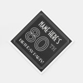 80th Birthday Party:アールデコスタイル+名前をカスタムする スタンダードランチョンナプキン (角)