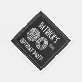 80th Birthday Party:アールデコスタイル+名前をカスタムする スタンダードランチョンナプキン (角)