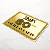 80th Birthday Party —アールデコスタイル「80」 & Name 箔招待状 (回転した状態)