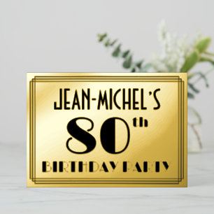 80th Birthday Party —アールデコ検索「80」+名前 箔招待状