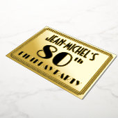 80th Birthday Party —アールデコ検索「80」+名前 箔招待状 (回転した状態)